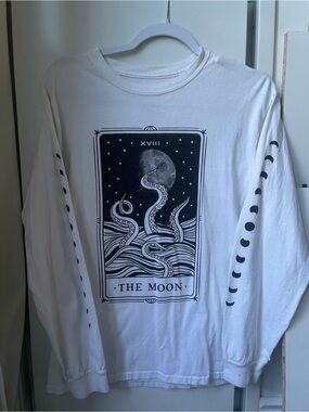 White "The Moon" official Rezz merch. Tarot Graphic Long Sleeve Tee